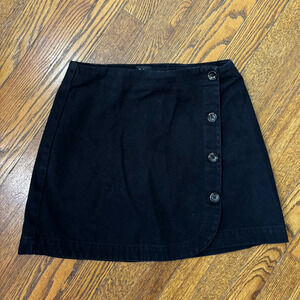 BDG Urban Outfitters Black Denim Wrap Mini Skirt Buttons Size M